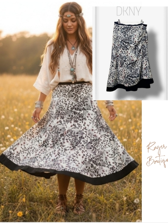 Dkny Dresses & Skirts - 🌿DKNY Women's Size 2 Cream Butterfly Skirt with Side Cinch, Fully Lined